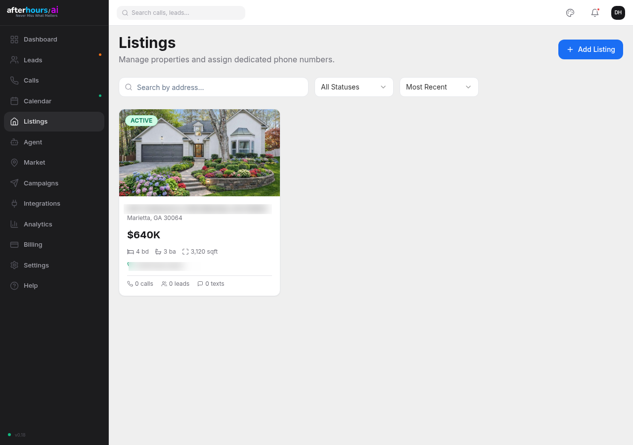 Listings view